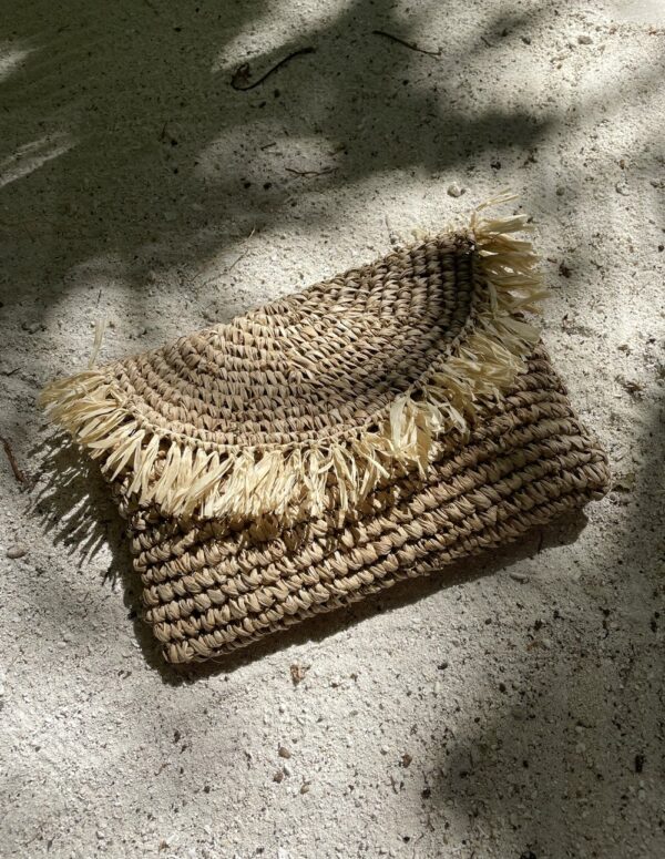 Boutique Bonita Raffia Fringe Beach Clutch - Image 3