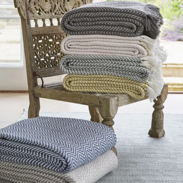Weaver Green Slate Grey Herringbone Blanket - Image 3